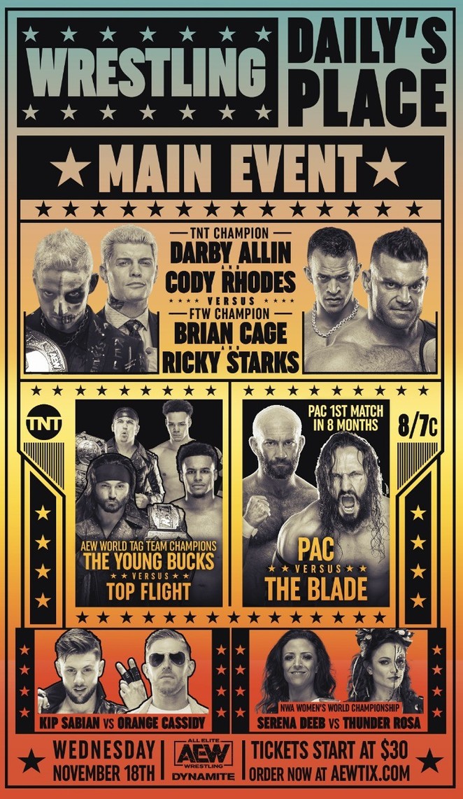 AEW Dynamite 18th November 2020 PAC Takes on The Blade, AEW World