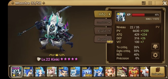 Compte Summoners War EU – 10 LD – Nat4 LD Rares : 2 Leah, 2 Deborah, Kinki (Neuf)